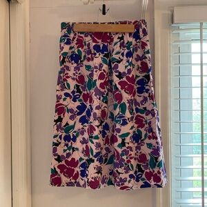 Floral Midi Skirt in Purple and Blue